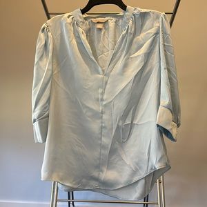 H&M satin like blouses white and light blue NWOT